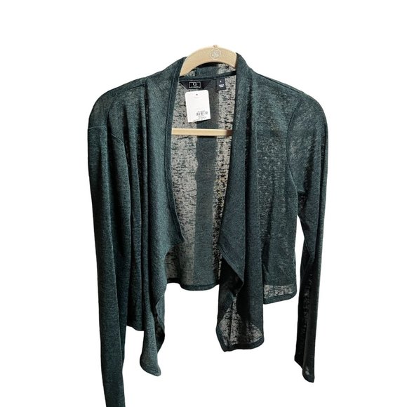 G Giuliana Cropped Cascade Cardigan Women's Spruce Green Small Lightweight NWOT - Picture 4 of 8